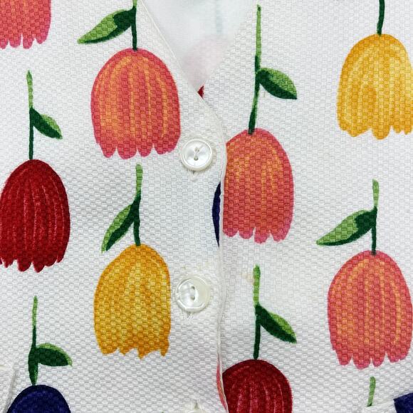 VTG Saddle River Womens Vest Sz Medium Tulips Flowers Spring Artsy Boho Cottage - Picture 5 of 6